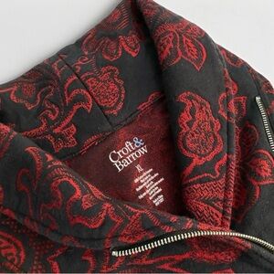 Croft And Barrow Women’s 1/4 Zip Pullover Sweater Red Black Paisley Size XL